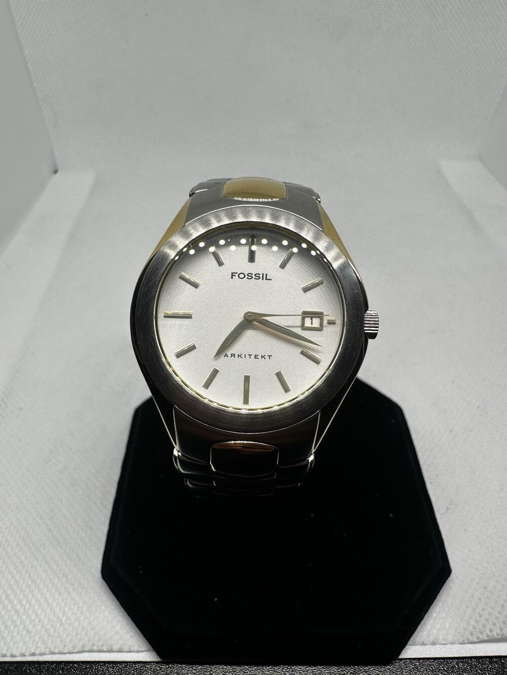 Fossil Arkitekt FS-2907 FS-2915 Mens Watch 36mm Stainless Steel Silver Date